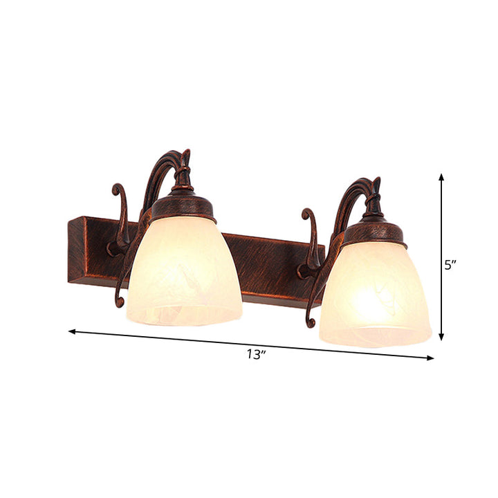Skørter | Copper Dome Wall Lamp Traditional Opal Glass 1/2/3 Lights Bathroom Wall Mounted Vanity Light