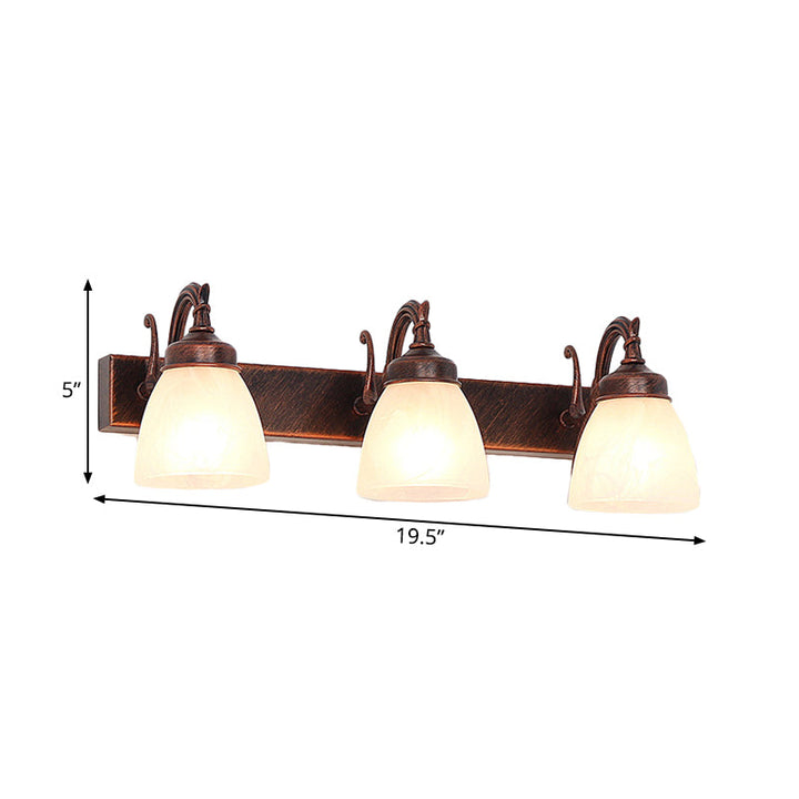 Skørter | Copper Dome Wall Lamp Traditional Opal Glass 1/2/3 Lights Bathroom Wall Mounted Vanity Light