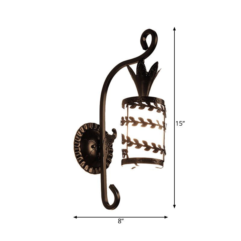 Skørter | Flower-/Leaf-/Metal Frame Corridor Wall Light Country Style Milk Glass 1 Light Black Wall Light Element