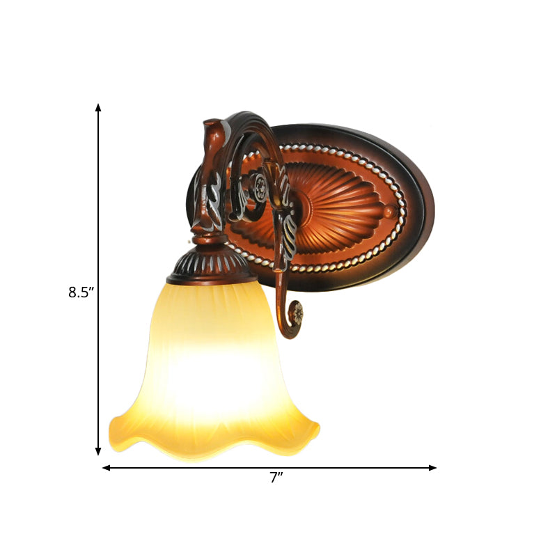 Skørter | Curved Bathroom Vanity Lamp Traditional Frosted Glass 1/2/3 Lights Copper Wall Light Fixture