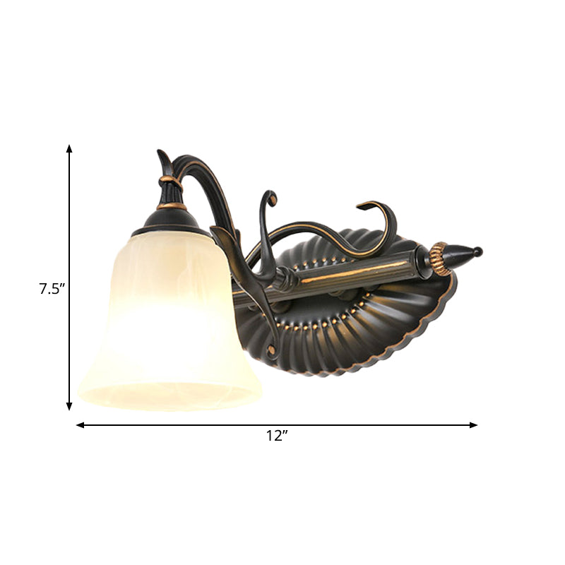 Skørter | Bell Shade Frosted Glass Wall Light Traditional 1/2/3 Lamps Bathroom Vanity Lighting Light in Bronze