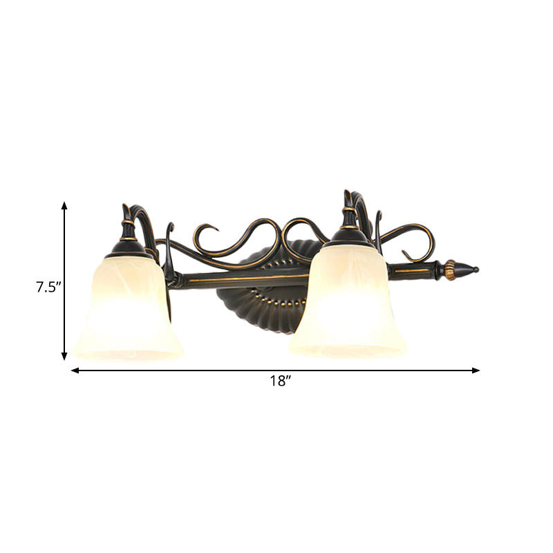 Skørter | Bell Shade Frosted Glass Wall Light Traditional 1/2/3 Lamps Bathroom Vanity Lighting Light in Bronze