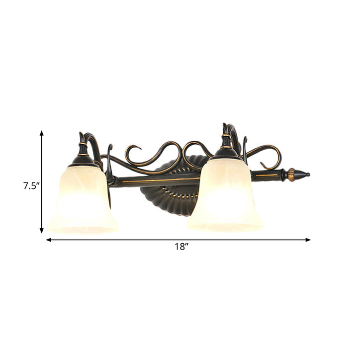 Skørter | Bell Shade Frosted Glass Wall Light Traditional 1/2/3 Lamps Bathroom Vanity Lighting Light in Bronze