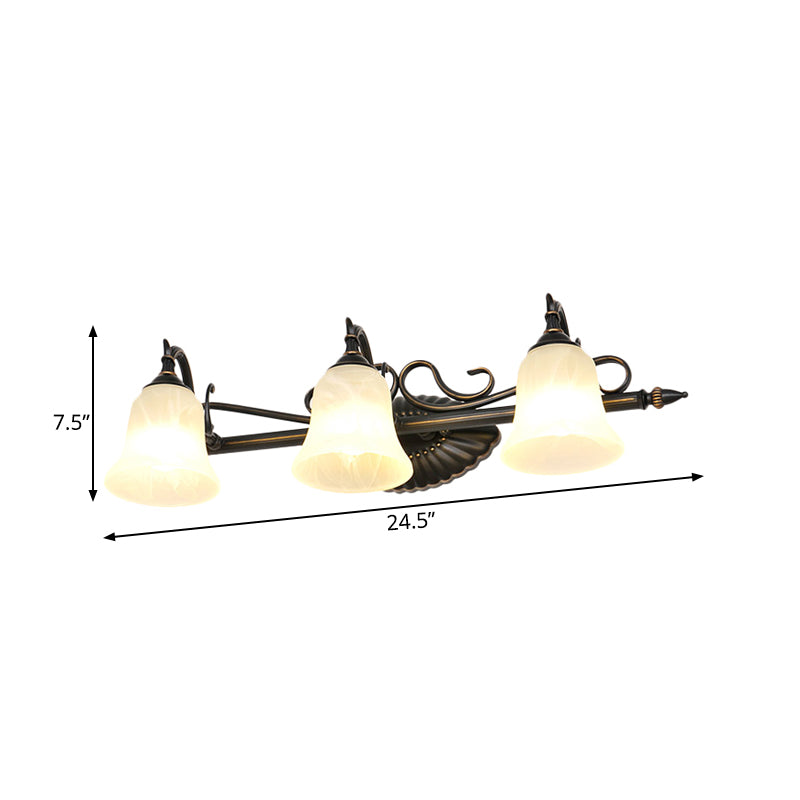 Skørter | Bell Shade Frosted Glass Wall Light Traditional 1/2/3 Lamps Bathroom Vanity Lighting Light in Bronze
