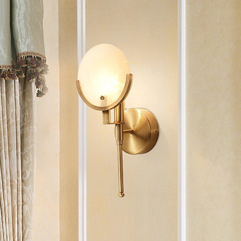 Skørter | Milk Glass Oval Wall Lamp Colonialism 1 Light Brass Living Rooms Wall Fixture Lighting