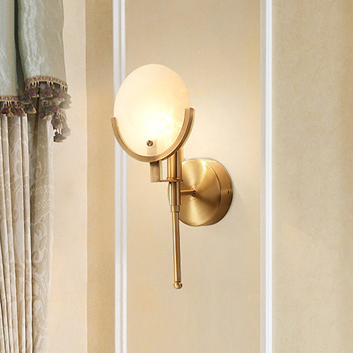 Skørter | Milk Glass Oval Wall Lamp Colonialism 1 Light Brass Living Rooms Wall Fixture Lighting