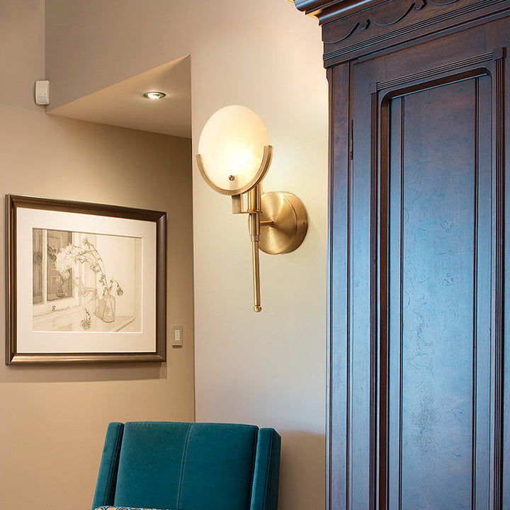 Skørter | Milk Glass Oval Wall Lamp Colonialism 1 Light Brass Living Rooms Wall Fixture Lighting