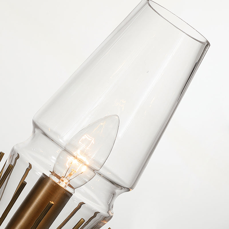 Skørter | Clear Glass Brass Wall Scone Cone 1/2-Light Colonialism Wall Light for Living Room