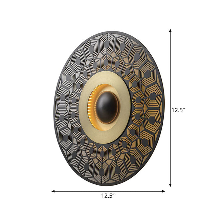 Skørter | LED Metal Flush Wall Sconce Colonialist Brass Circular Porch Wall Mount Light Fixture