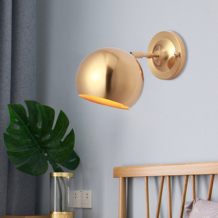 Skørter | Iron Gold Finish Wall Mount Lamp Dome Single Light Minimalist Wall Lamp Lighting System