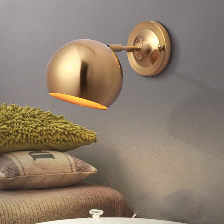 Skørter | Iron Gold Finish Wall Mount Lamp Dome Single Light Minimalist Wall Lamp Lighting System