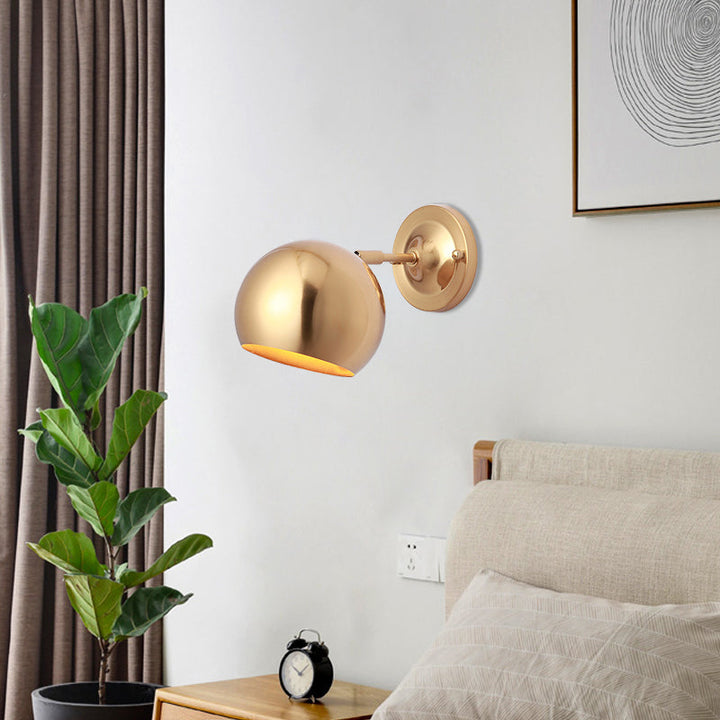 Skørter | Iron Gold Finish Wall Mount Lamp Dome Single Light Minimalist Wall Lamp Lighting System