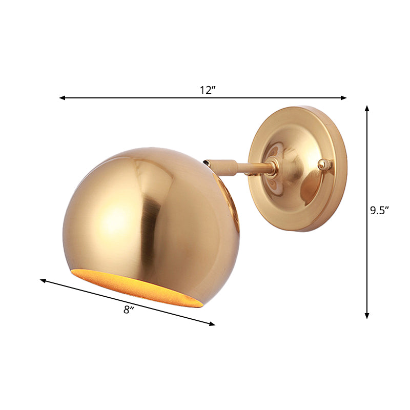 Skørter | Iron Gold Finish Wall Mount Lamp Dome Single Light Minimalist Wall Lamp Lighting System