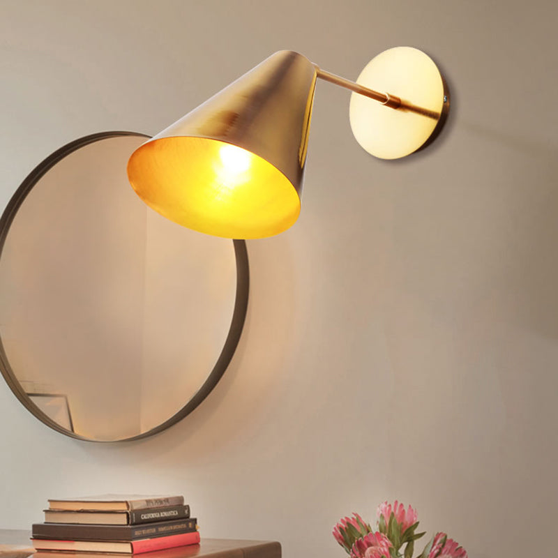 Skørter | Feathered Conical Iron Wall Lamp Simplicity 1 Light Gold Finish Wall Lighting Ideas