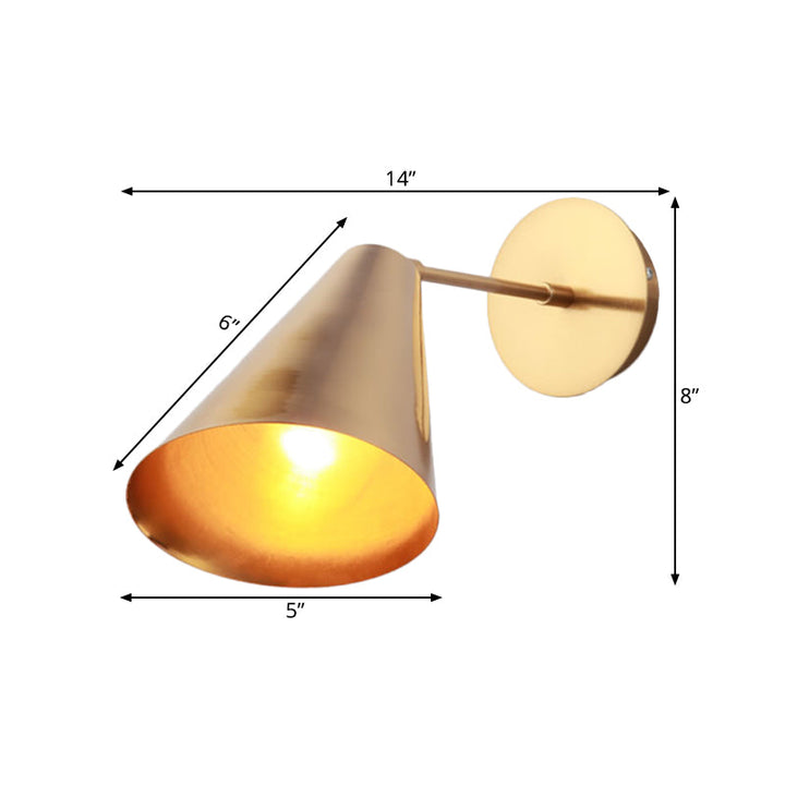 Skørter | Feathered Conical Iron Wall Lamp Simplicity 1 Light Gold Finish Wall Lighting Ideas