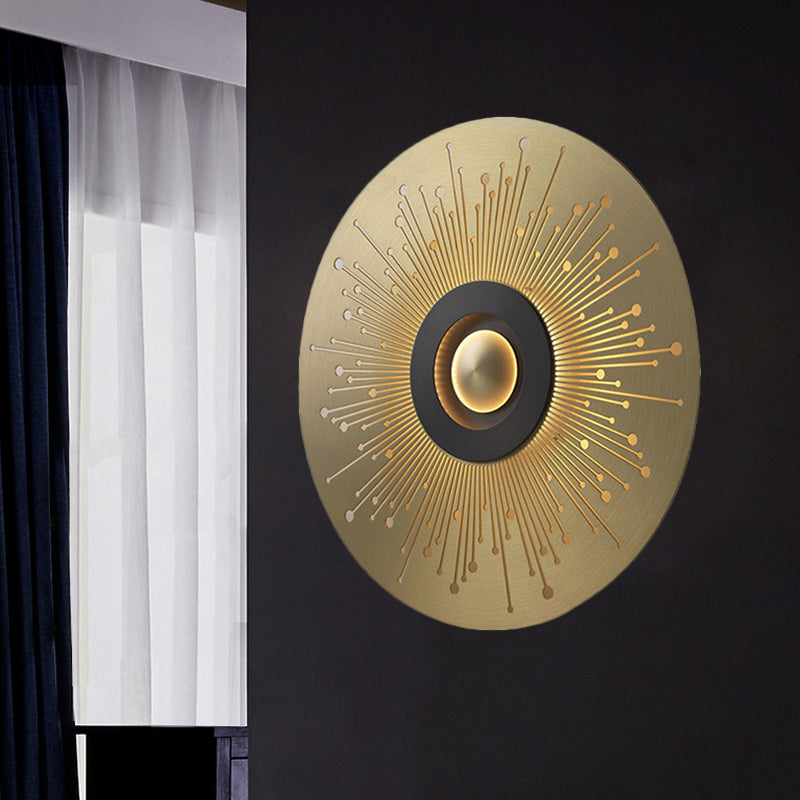 Skørter | Colonial Round Wall Mounted Lighting LED Metal Ceiling Light in Gold for Bedroom