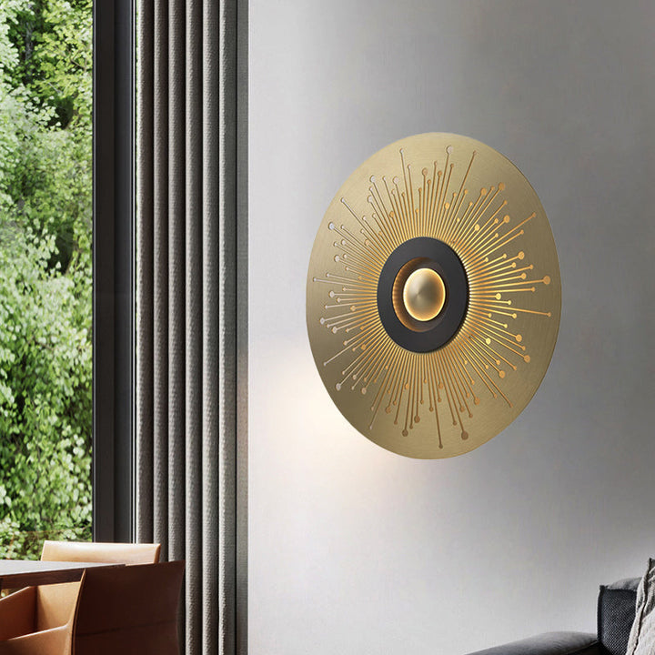 Skørter | Colonial Round Wall Mounted Lighting LED Metal Ceiling Light in Gold for Bedroom