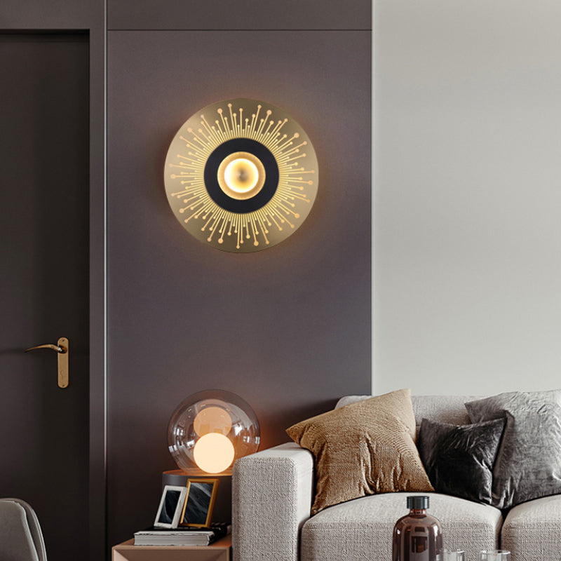 Skørter | Colonial Round Wall Mounted Lighting LED Metal Ceiling Light in Gold for Bedroom