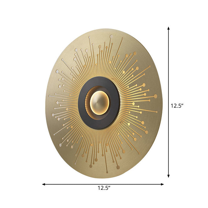 Skørter | Colonial Round Wall Mounted Lighting LED Metal Ceiling Light in Gold for Bedroom
