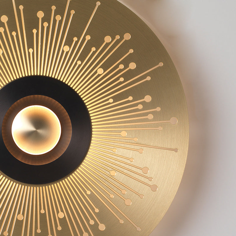 Skørter | Colonial Round Wall Mounted Lighting LED Metal Ceiling Light in Gold for Bedroom