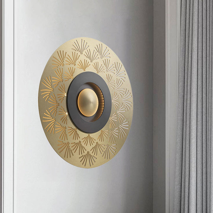 Skørter | Colonial Round Wall Mounted Lighting LED Metal Ceiling Light in Gold for Bedroom