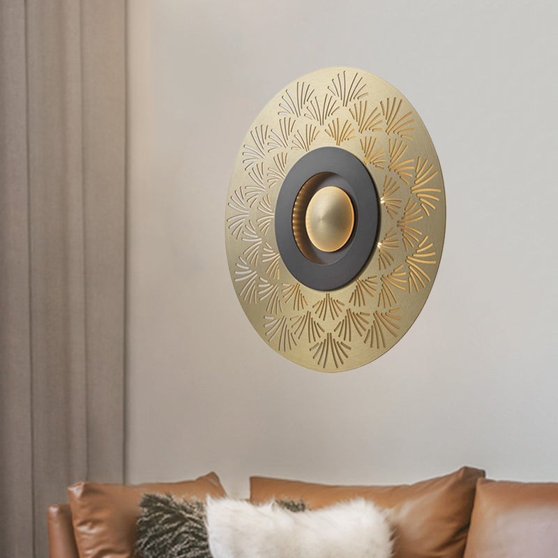 Skørter | Colonial Round Wall Mounted Lighting LED Metal Ceiling Light in Gold for Bedroom