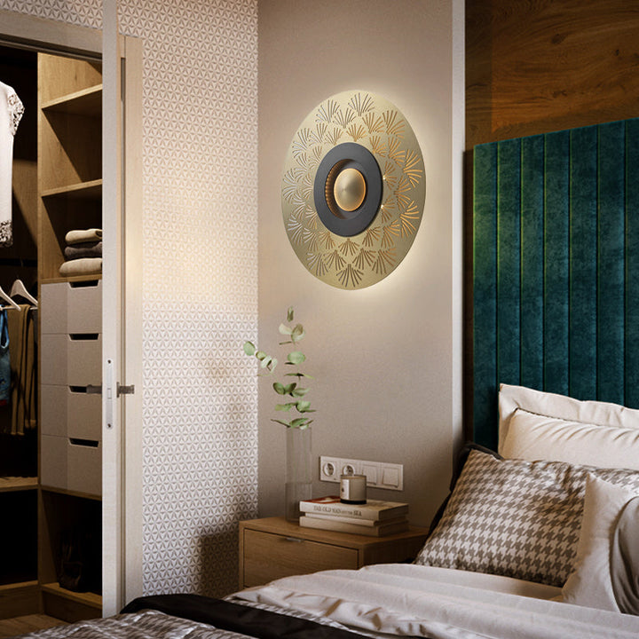 Skørter | Colonial Round Wall Mounted Lighting LED Metal Ceiling Light in Gold for Bedroom