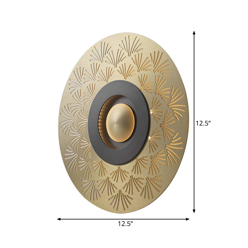 Skørter | Colonial Round Wall Mounted Lighting LED Metal Ceiling Light in Gold for Bedroom