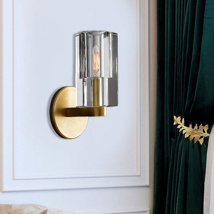 Skørter | Faceted clear crystal wall light Minimalist 1 light gold-armored wall lamp