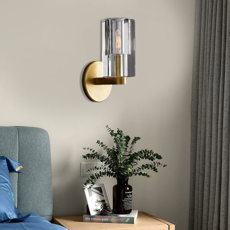 Skørter | Faceted clear crystal wall light Minimalist 1 light gold-armored wall lamp