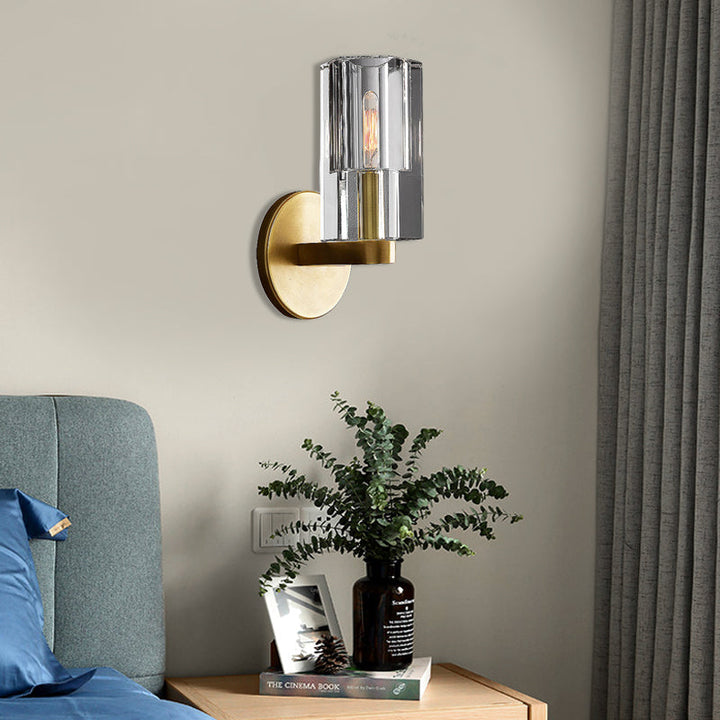 Skørter | Faceted clear crystal wall light Minimalist 1 light gold-armored wall lamp
