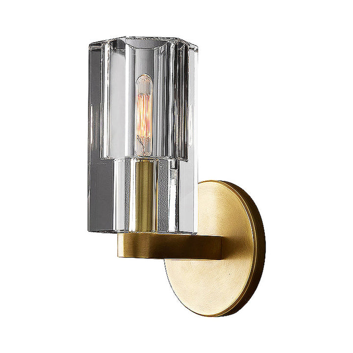 Skørter | Faceted clear crystal wall light Minimalist 1 light gold-armored wall lamp