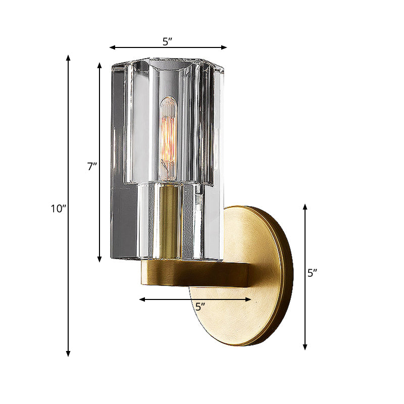 Skørter | Faceted clear crystal wall light Minimalist 1 light gold-armored wall lamp