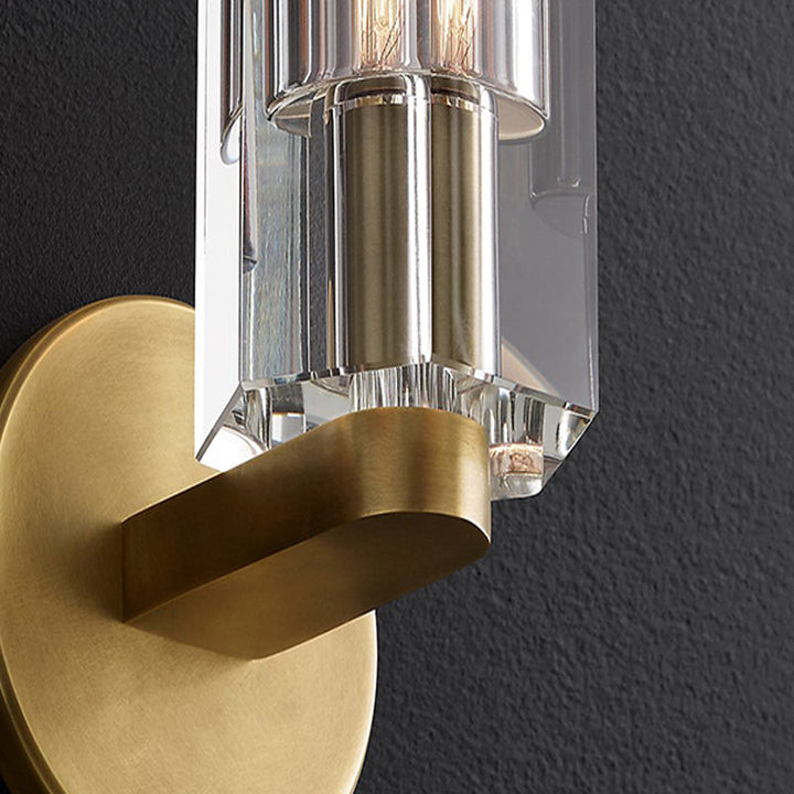Skørter | Faceted clear crystal wall light Minimalist 1 light gold-armored wall lamp