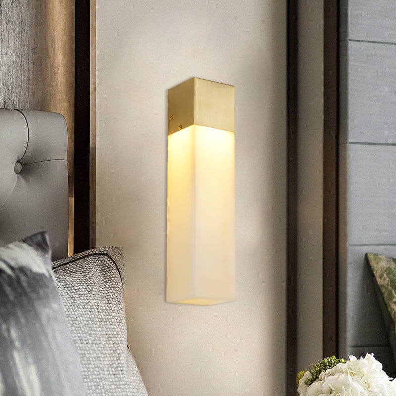 Skørter | Minimalistic Cube Wall Light Single Light Textured White Resin Wall Lamp Fixture