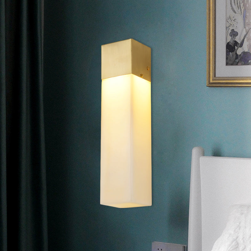 Skørter | Minimalistic Cube Wall Light Single Light Textured White Resin Wall Lamp Fixture