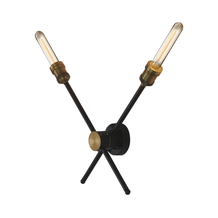 Skørter | 2/3 Cups Metal Wall Lamp Colonial Black and Gold Cross Living Room Wall Mount Lighting