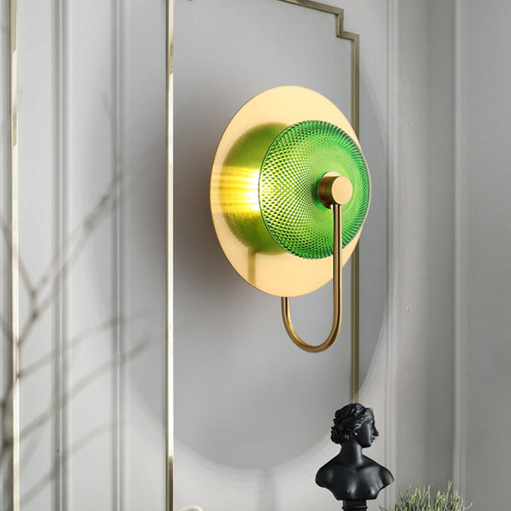 Skørter | Bell Metal Wall Lighting Vintage 1/2/3-Light Wall Lamp Fixture in Gold with Green Prismatic Glass Shade