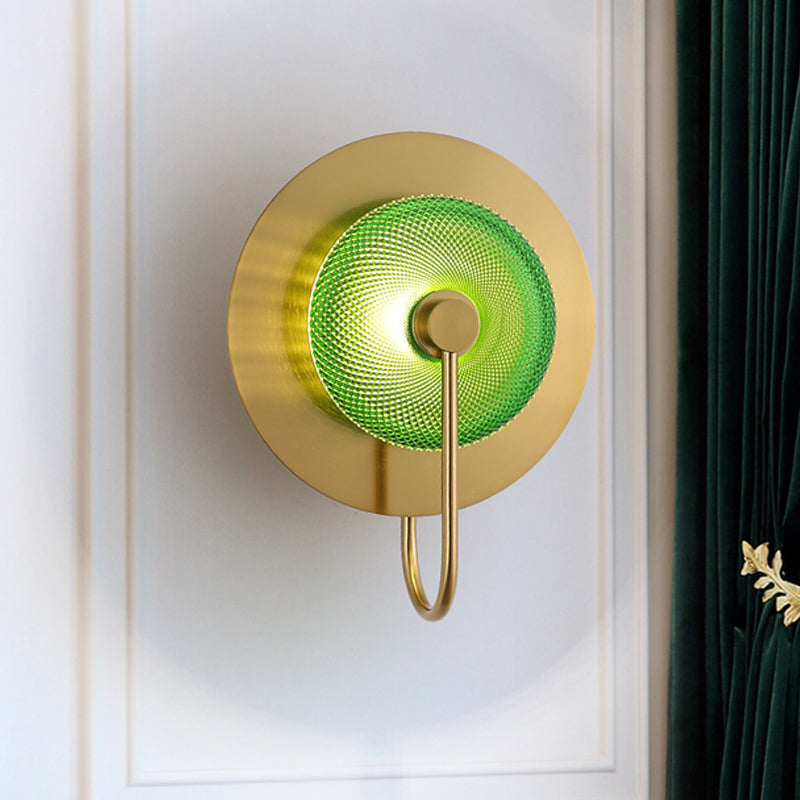 Skørter | Bell Metal Wall Lighting Vintage 1/2/3-Light Wall Lamp Fixture in Gold with Green Prismatic Glass Shade