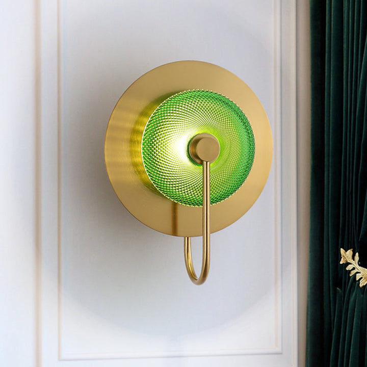 Skørter | Bell Metal Wall Lighting Vintage 1/2/3-Light Wall Lamp Fixture in Gold with Green Prismatic Glass Shade