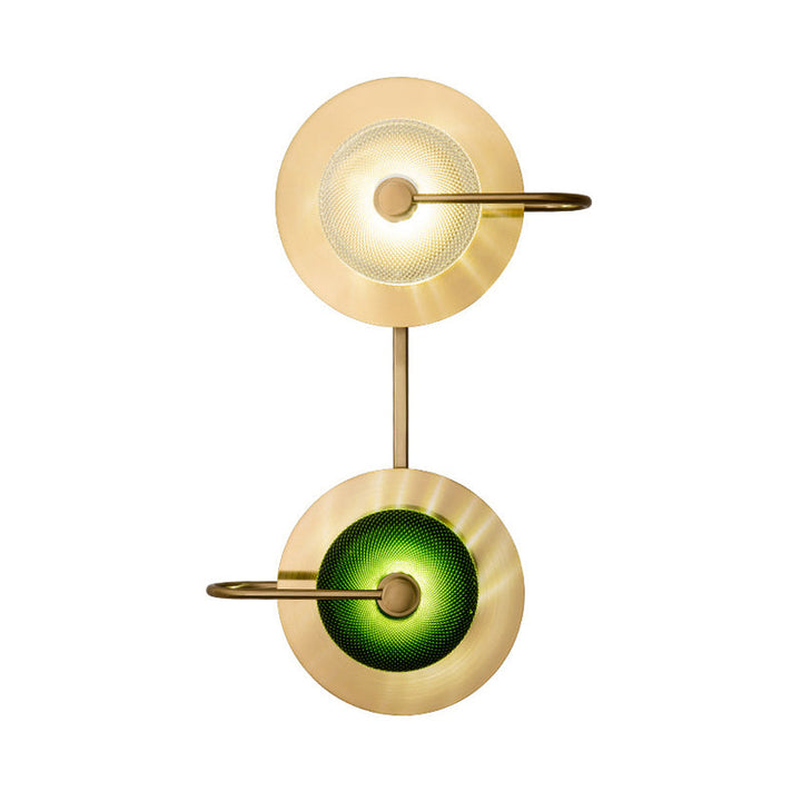 Skørter | Bell Metal Wall Lighting Vintage 1/2/3-Light Wall Lamp Fixture in Gold with Green Prismatic Glass Shade