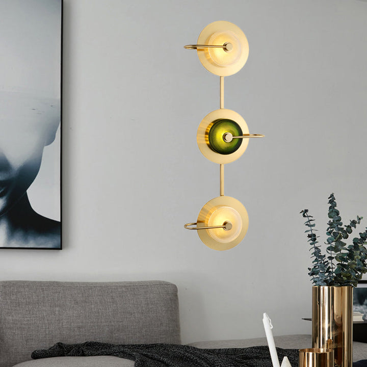 Skørter | Bell Metal Wall Lighting Vintage 1/2/3-Light Wall Lamp Fixture in Gold with Green Prismatic Glass Shade