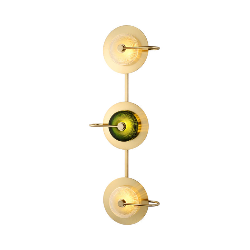 Skørter | Bell Metal Wall Lighting Vintage 1/2/3-Light Wall Lamp Fixture in Gold with Green Prismatic Glass Shade