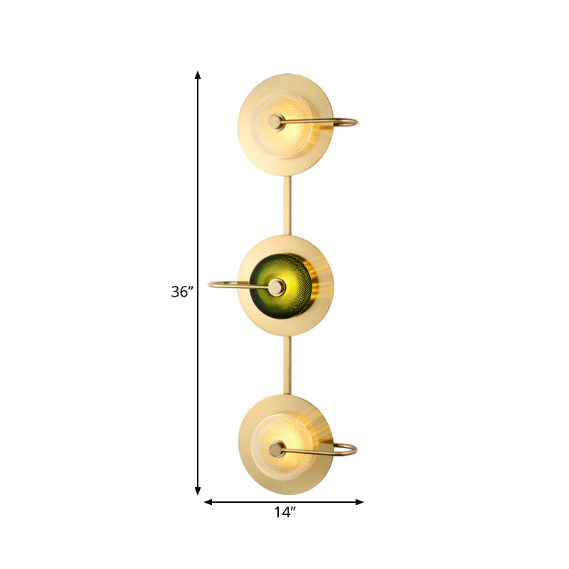 Skørter | Bell Metal Wall Lighting Vintage 1/2/3-Light Wall Lamp Fixture in Gold with Green Prismatic Glass Shade