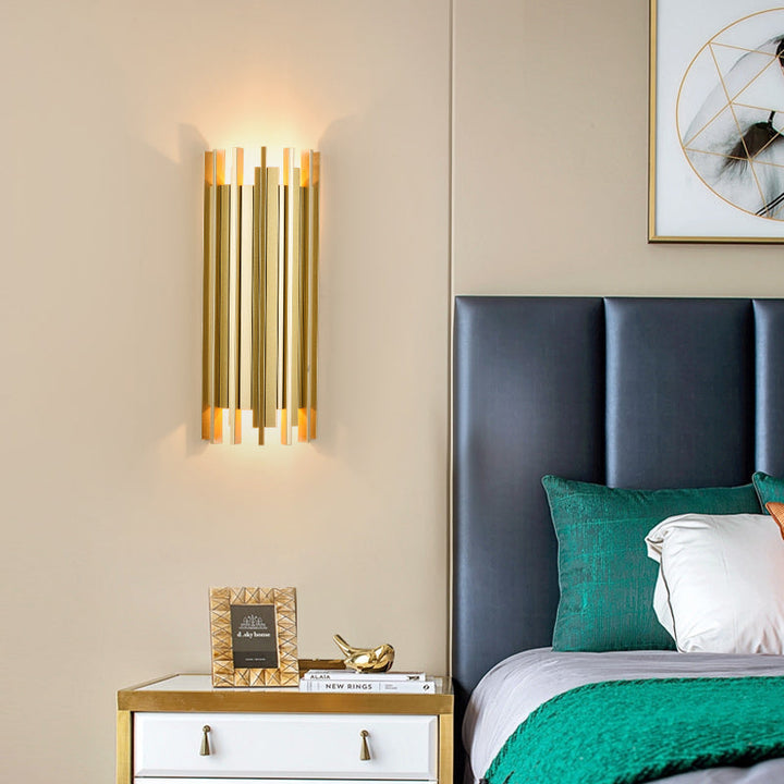 Skørter | 2 Lamps Cylindrical Wall Lamp Contemporary Gold Finish Iron Wall Lighting, 19.5"/31.5" H