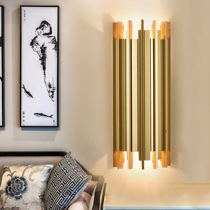 Skørter | 2 Lamps Cylindrical Wall Lamp Contemporary Gold Finish Iron Wall Lighting, 19.5"/31.5" H
