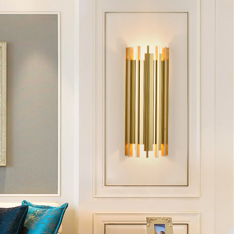 Skørter | 2 Lamps Cylindrical Wall Lamp Contemporary Gold Finish Iron Wall Lighting, 19.5"/31.5" H