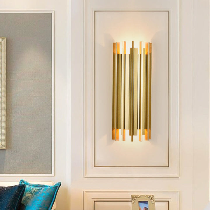 Skørter | 2 Lamps Cylindrical Wall Lamp Contemporary Gold Finish Iron Wall Lighting, 19.5"/31.5" H