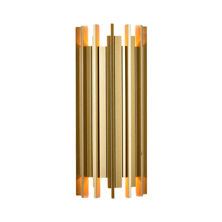 Skørter | 2 Lamps Cylindrical Wall Lamp Contemporary Gold Finish Iron Wall Lighting, 19.5"/31.5" H