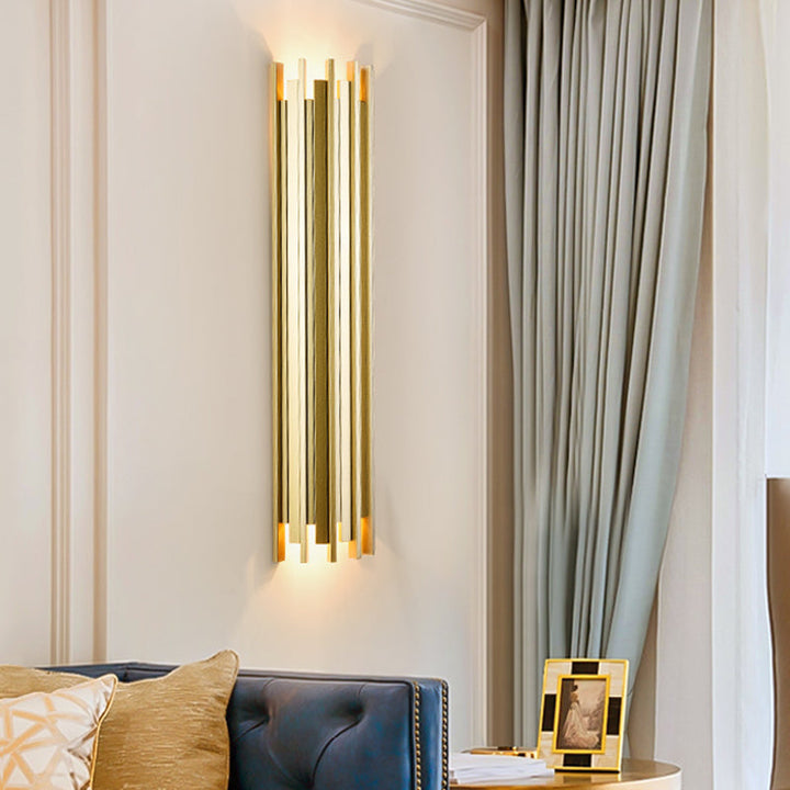 Skørter | 2 Lamps Cylindrical Wall Lamp Contemporary Gold Finish Iron Wall Lighting, 19.5"/31.5" H